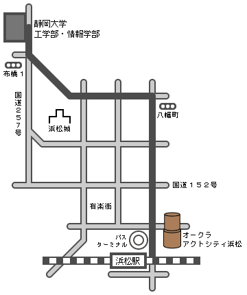浜松駅から静岡大学までの地図